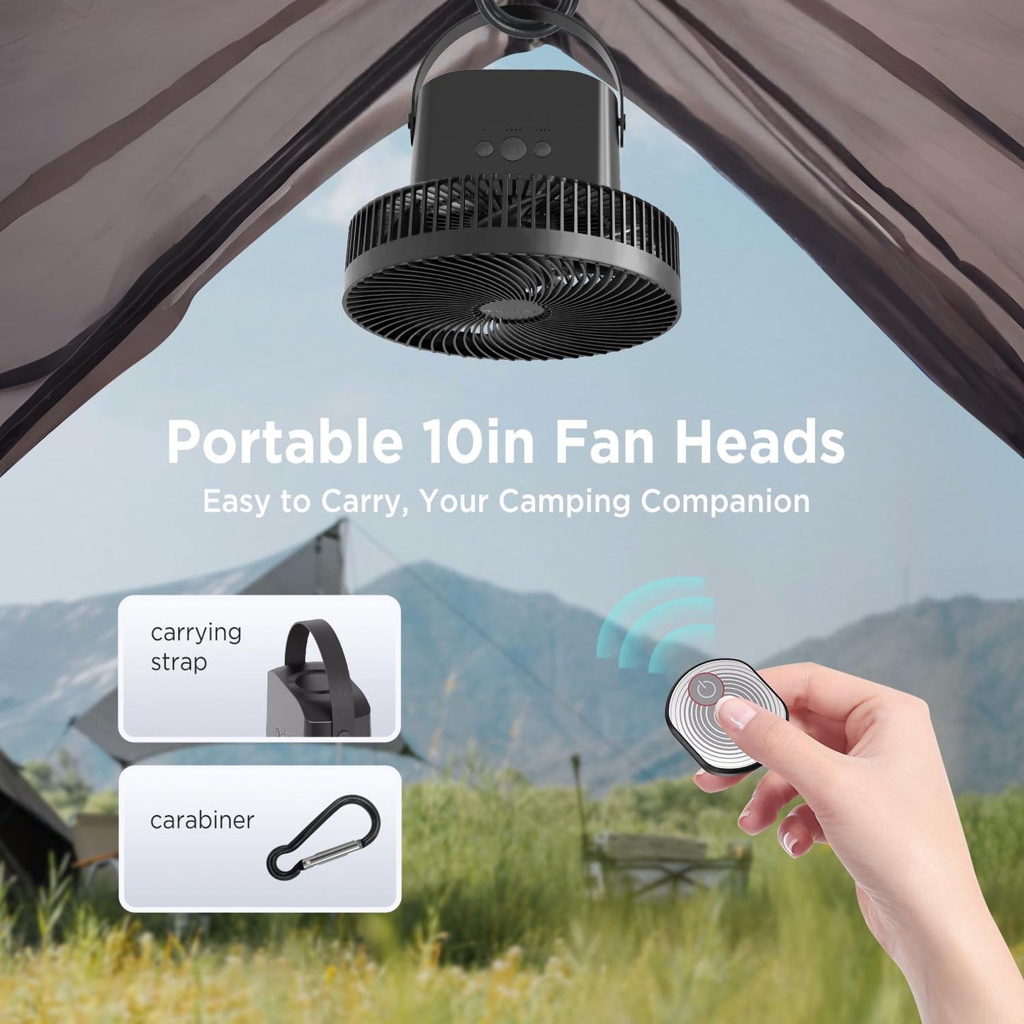 Marchpower 10in Outdoor Standing Fan, Foldable Camping Fan