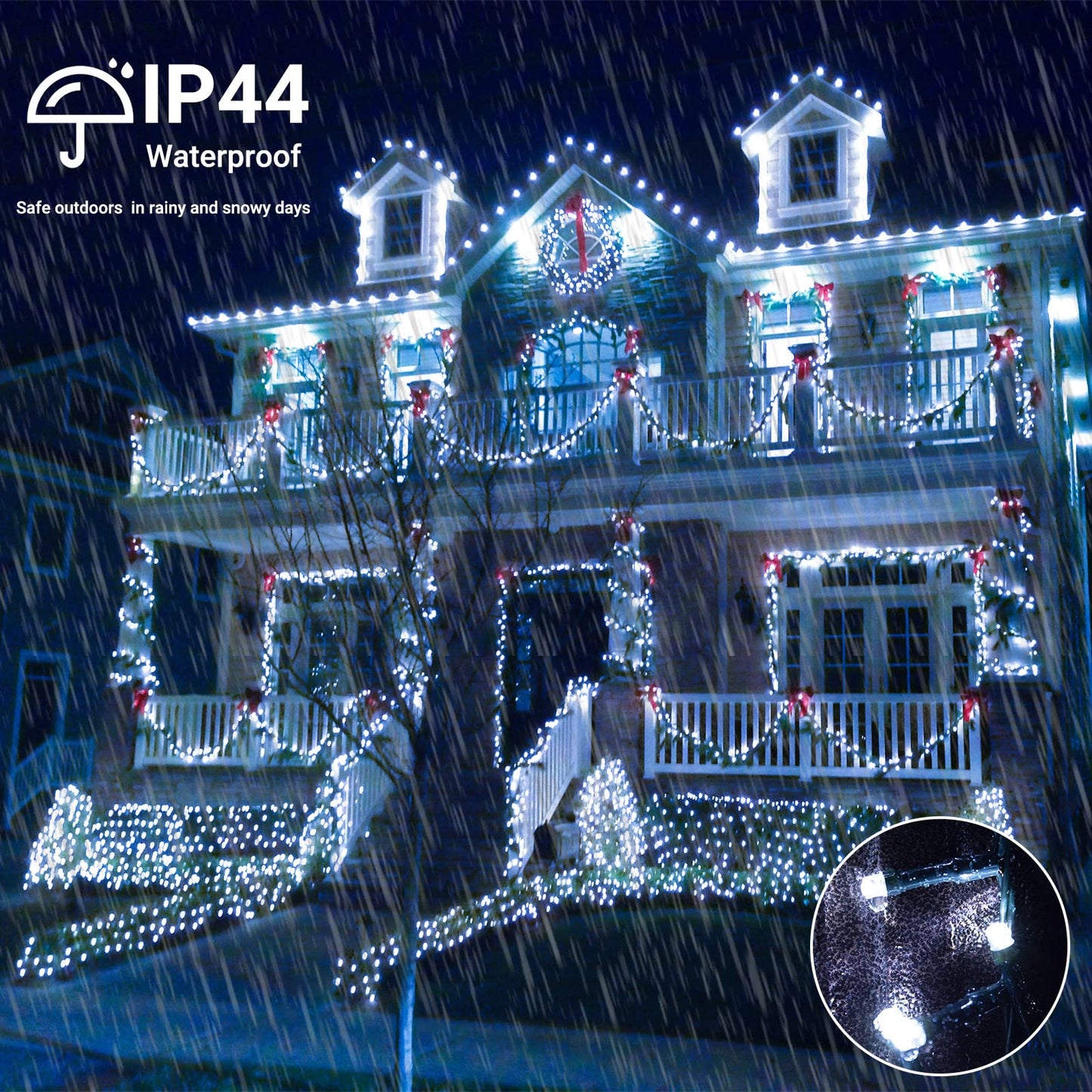 Marchpower 82ft 1000 LED String Christmas Lights - Dark Green Wire Cluster Christmas Tree Lights - 8 Modes Outdoor Waterproof White Christmas Lights Plug in for Holiday Wedding Party Home Decor