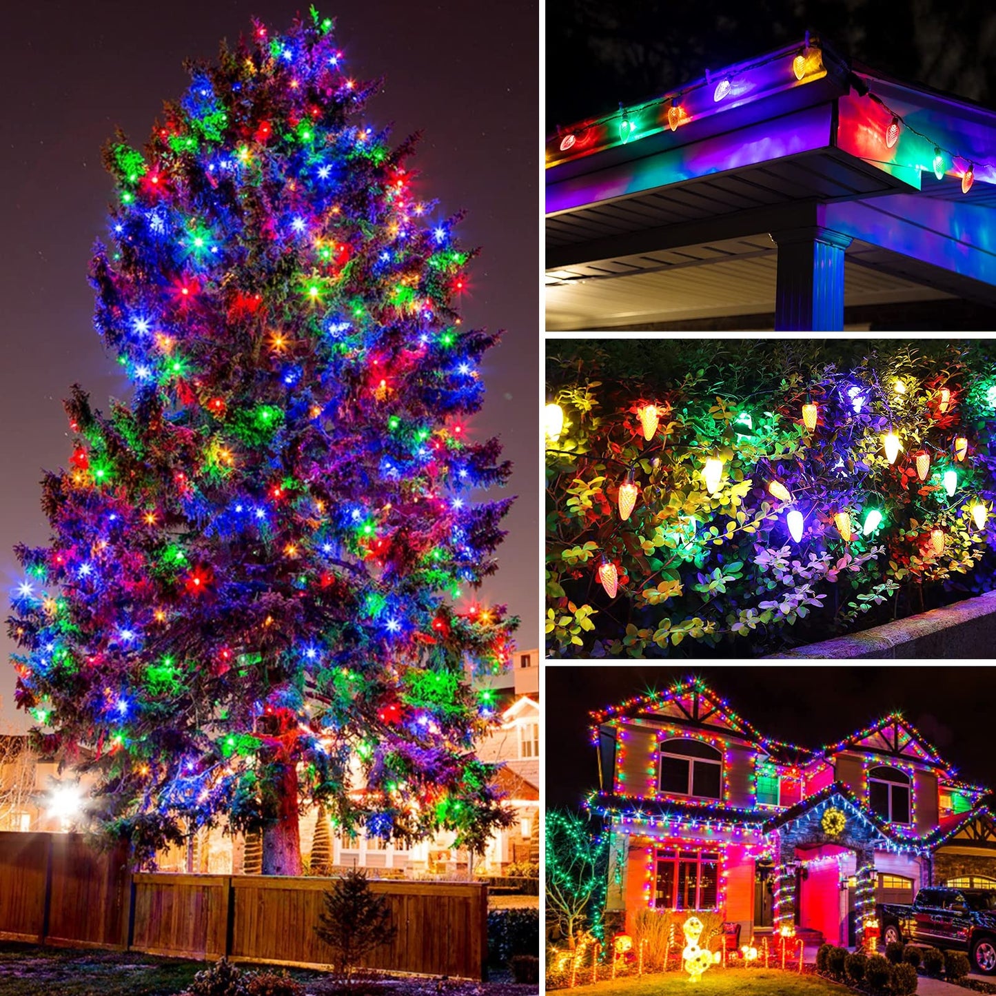 Marchpower C9 Christmas Lights,70LED 46FT Big Bulb Waterproof Outdoor Indoor String Lights,Durable Fairy Light Plug in Connectable Strawberry Light for Party Garden Tree Home Roof Decorate, Multicolor