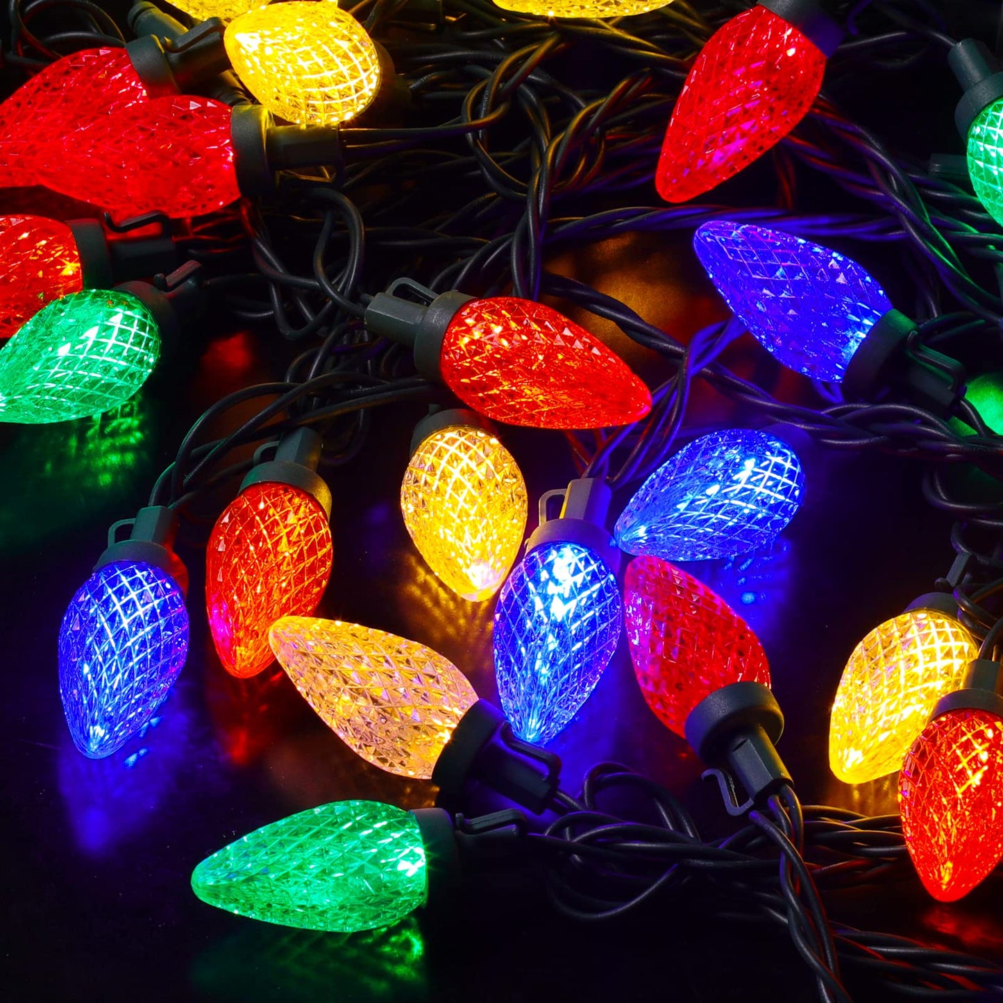 Marchpower C9 Christmas Lights,70LED 46FT Big Bulb Waterproof Outdoor Indoor String Lights,Durable Fairy Light Plug in Connectable Strawberry Light for Party Garden Tree Home Roof Decorate, Multicolor