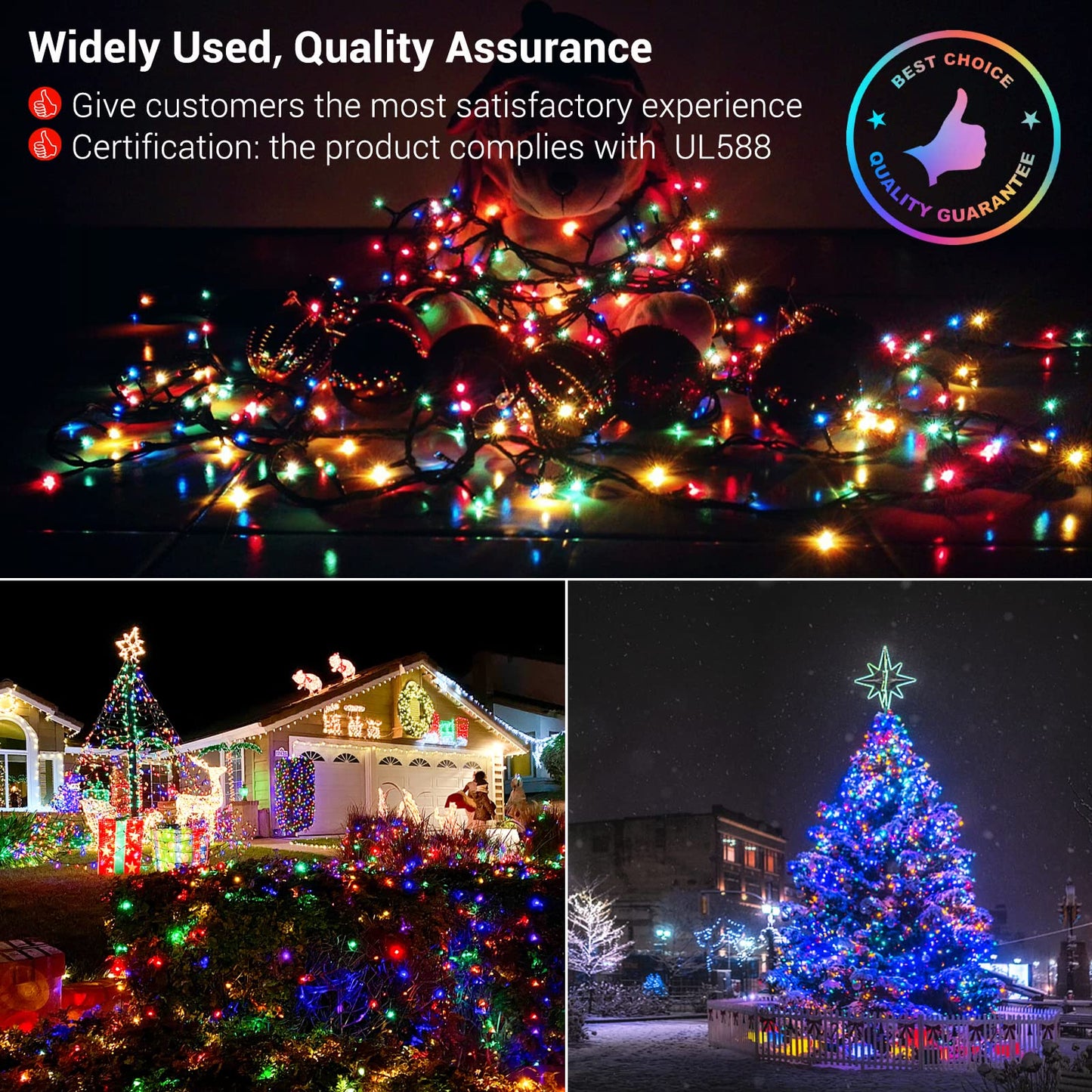 82ft 1000 LED String Christmas Lights - Dark Green Wire Color Changing Cluster Christmas Tree Lights - 8 Modes Outdoor Waterproof Christmas Lights Plug in for Holiday Wedding Party Home Decor