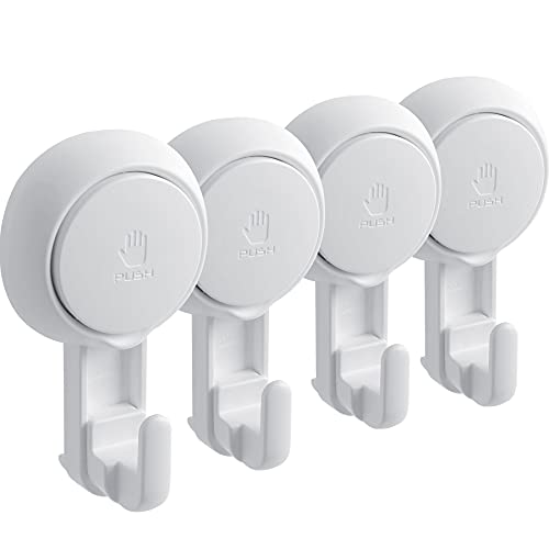 Marchpower Shower Suction Cup Hooks- 4 Pack Reusable Heavy Duty