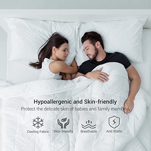 Marchpower Cooling Pillowcases Japanese Arc-Chill & Cotton Double Design Pillow Cases 2 Pack Breathable Anti-Static Skin-Friendly for Hot Sleepers Night Sweats Pillowcase (Queen 20X30 inches)-White