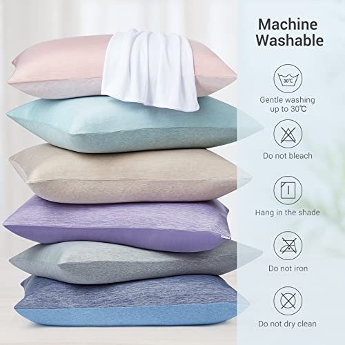 Marchpower Cooling Pillowcases Japanese Arc-Chill & Cotton Double Design Pillow Cases 2 Pack Breathable Anti-Static Skin-Friendly for Hot Sleepers Night Sweats Pillowcase (Standard 20X26 inches)-Gray
