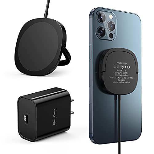 iPhone 13 Magnetic Wireless Charger - Mag Charging and 20W USB-C Fast Wall Plug Compatible with iPhone 13/13 Pro / 13 Pro Max / 13 Mini/ 12/12 Mini/ 12 Pro/12 Pro Max/AirPods Pro - Black