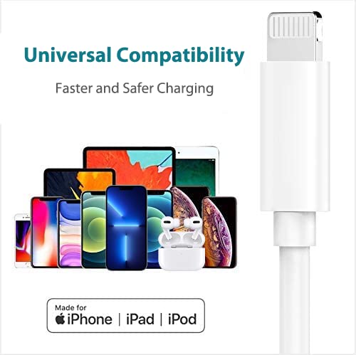 iPhone 13 Fast Charger Cord 3 Pack 6ft USB C to Lightning Cable - MFi Certified PD2.0 Charging Cable - Type C Port Support Quick Charge Sync for iPhone 13 12 Mini Pro Max 11 SE(2020) X XS XR 8 AirPods