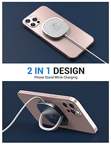 iPhone 13 Magnetic Wireless Charger - Mag Charging and 20W USB-C Fast Wall Plug Compatible with iPhone 13/13 Pro / 13 Pro Max / 13 Mini/ 12/12 Mini/ 12 Pro/12 Pro Max/AirPods Pro - Silver