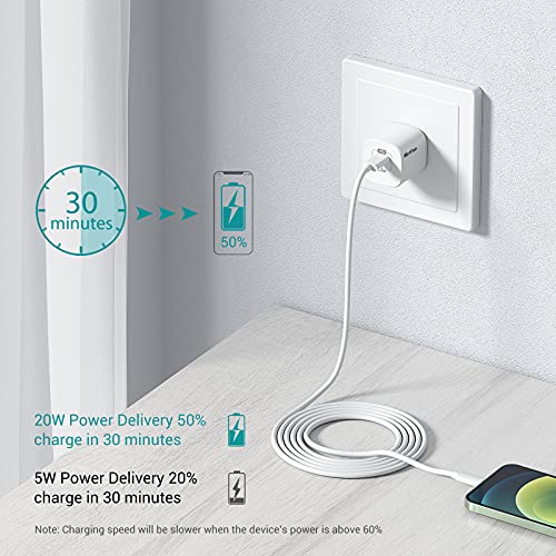 iPhone Fast Charger - MFi Certified USB C to Lightning Cable - 20W Type-C Quick Charger Block Wall Plug Super Speed Charging Cord Compatible with iPhone 13 12 SE 11 Pro Max X XS XR 8 AirPods Pro iPad