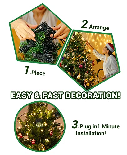 Marchpower Christmas Tree Lights Warm White, 8 Modes Christmas Lights for Tree with Timer & Memory Function, 400 Diamond LED 6.6FTx10 Waterproof Xmas Tree Lights with Ring for Indoor Outdoor