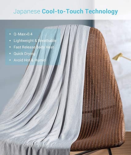 Cooling Blanket Queen Size For Hot Sleepers, Marchpower Arc-Chill Cool Blanket with Double-Sided Design, Japanese Cooling Fiber Absorbs Body Heat, Lightweight Soft Cold Blanket For Summer Sleeping Bed