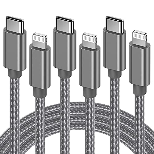 USB C to Lightning Cable, Marchpower MFi Certified iPhone 12 13 Fast Charging Cable 3 Pack 3/6/10 ft Type C to Lightning Charger Cord for iPhone 13 12 Pro Max Mini 11 SE X XS XR 8 Plus, Gray