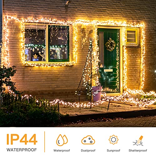 Marchpower C6 String Lights,2-Pack Waterproof Outdoor Indoor Light,70LED 23FT Durable Fairy Light Plug in Connectable Strawberry Light for Party Garden Trees Home Roofs Decorate, Warm White