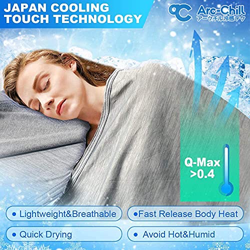 Marchpower Cooling Pillowcases Japanese Arc-Chill & Cotton Double Design Pillow Cases 2 Pack Breathable Anti-Static Skin-Friendly for Hot Sleepers Night Sweats Pillowcase (Standard 20X26 inches)-Gray