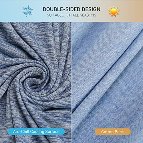 Marchpower Cooling Pillowcases Japanese Arc-Chill & Cotton Double Design Pillow Cases 2 Pack Breathable Anti-Static Skin-Friendly for Hot Sleepers Night Sweats Pillowcase (Standard 20X26 inches)-Blue