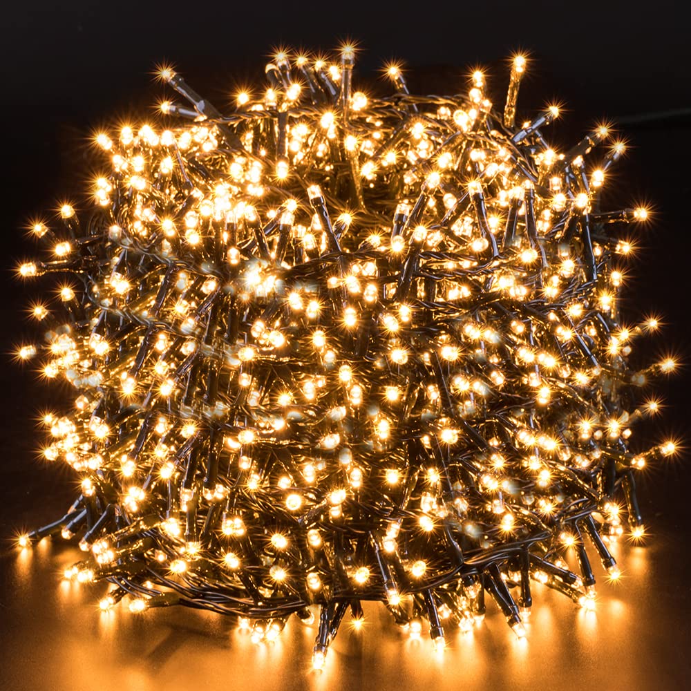 Christmas LED Outdoor String Lights 164FT 2000LEDs Xmas Fairy String Lights Plug in Christmas Lights - Waterproof Decorative String Lights for Home Garden Wedding Party Holiday - Warm White