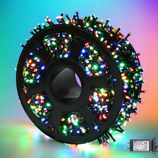 82ft 1000 LED String Christmas Lights - Dark Green Wire Color Changing Cluster Christmas Tree Lights - 8 Modes Outdoor Waterproof Christmas Lights Plug in for Holiday Wedding Party Home Decor