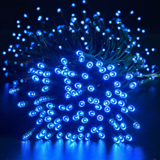 Battery Operated String Lights-132FT 300 LED 8 Modes Outdoor/Indoor Waterproof Fairy Lights, Decorative Light Strings for Wedding Party Bedroom Roof Garden Halloween Thanksgiving Holiday, Blue