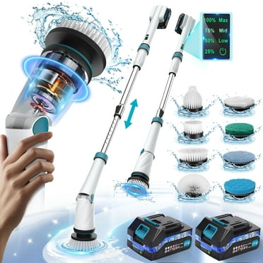 Electric Spin Scrubber, Marchpower 35kg Torque Two Speed Adjustable Length and Angle 360° Cordless Cleaning Brush