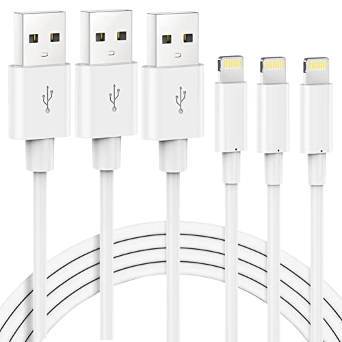 iPhone Charger Cord 3Pack 6FT - Lightning Cable MFi Certified USB A iPhone Charging Cable Cord Long Durable for iPhone 13 12 11 Pro Max Mini SE 10 X Xs Max XR 8 7 6 Plus 5S iPad Mini Pro iPod - White