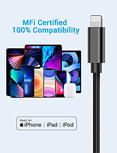 USB C to Lightning Cable, Marchpower MFi Certified iPhone 13 Fast Charging Cable 3 Pack 3/6/10 ft Type C to Lightning Charger Cord for iPhone 13 Pro Max Mini 12 11 SE X XS XR 8 Plus, Black