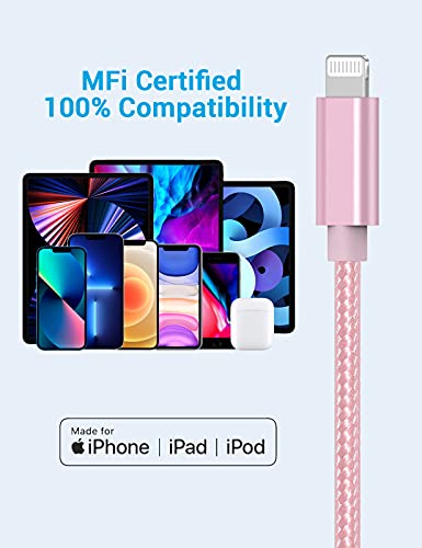 Marchpower USB C to Lightning Cable - MFi Certified iPhone 13 Fast Charger Cord 3/6/10ft Charging Cable Compatible with iPhone 13 12 Pro Max Mini 11 X XS XR 8 Plus -Pink