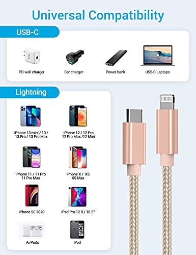 Marchpower USB C to Lightning Cable MFi Certified iPhone 13 Fast Charger Cord 3 6 10ft Charging Cable Compatible with iPhone 13 12 Pro Max Mini 11 X