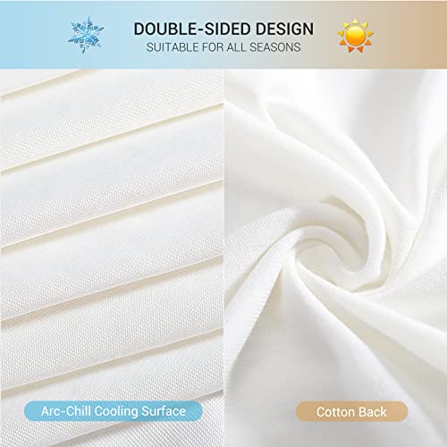 Marchpower Cooling Pillowcases Japanese Arc-Chill & Cotton Double Design Pillow Cases 2 Pack Breathable Anti-Static Skin-Friendly for Hot Sleepers Night Sweats Pillowcase (Standard 20X26 inches)-White