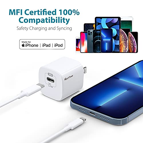 iPhone Fast Charger - MFi Certified USB C to Lightning Cable - 20W Type-C Quick Charger Block Wall Plug Super Speed Charging Cord Compatible with iPhone 13 12 SE 11 Pro Max X XS XR 8 AirPods Pro iPad