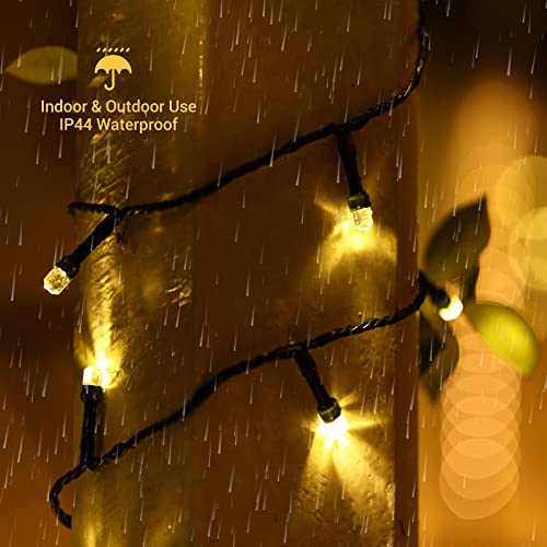 Marchpower 164ft 500 LED Decoration Lights 8 Modes with Memory Function, Diamond Warm White Twinkle String Lights Plug in Fairy Light Waterproof Indoor Outdoor Xmas Easter Home Garden Party Décor