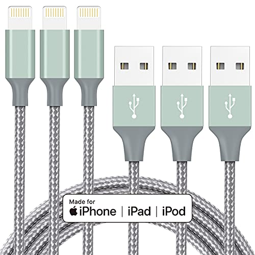 Marchpower iPhone Charger Cord - MFi Certified Lightning Cable 3Pack 6ft USB-A Fast Charging Durable Nylon Braided iPhone 13 12 Mini Pro Max SE(2020) 11 Xs XS XR X 8 7 6 5 Plus iPad iPod AirPods