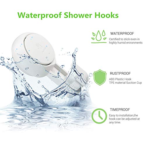 Suction Cups Hooks for Shower Reusable Waterproof Utility Hooks(2 Pack) Heavy Duty Vacuum Suction Home Kitchen Bathroom Wall Hooks Hanger for Towel Loofah Cloth Key & Ceiling Hanger
