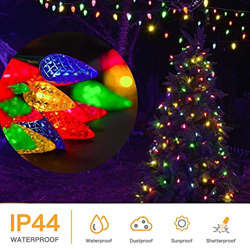 Marchpower C6 Christmas Lights,2-Pack Waterproof Outdoor Indoor String Lights,70LED 23FT Durable Fairy Light Plug in Connectable Strawberry Light for Party Garden Trees Home Roofs Decorate, Multicolor