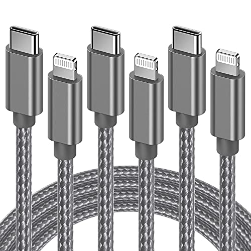 USB C to Lightning Cable, Marchpower MFi Certified iPhone 13 Fast Charging Cable 3 Pack 6 ft Type C to Lightning Charger Cord for iPhone 13 Pro Max Mini 12 11 SE(2020) X XS XR 8 Plus, Gray