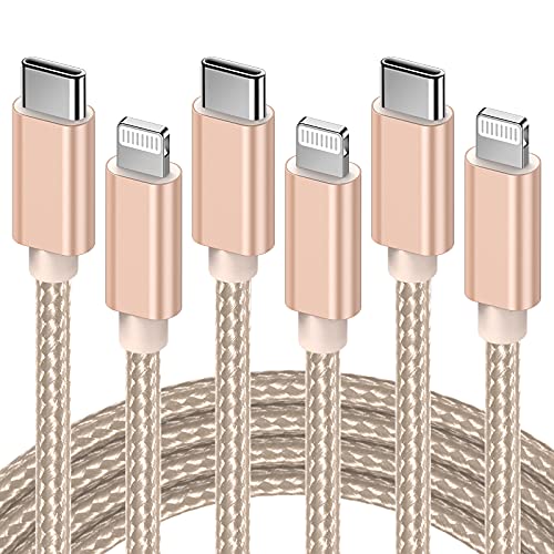 Marchpower USB C to Lightning Cable - MFi Certified iPhone 13 Fast Charger Cord 3/6/10ft Charging Cable Compatible with iPhone 13 12 Pro Max Mini 11 X XS XR 8 Plus -Gold