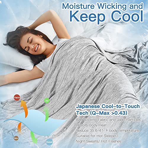 Cooling Blanket Queen Size For Hot Sleepers, Marchpower Arc-Chill Cool Blanket with Double-Sided Design, Japanese Cooling Fiber Absorbs Body Heat, Lightweight Soft Cold Blanket For Summer Sleeping Bed