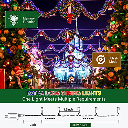 Marchpower 328ft 1000 LED Decoration Lights 8 Modes with Memory Function, Multicolor Twinkle Fairy Light Waterproof Indoor/Outdoor Easter Christmas Party Home Garden Wedding Christmas Decor - Diamond