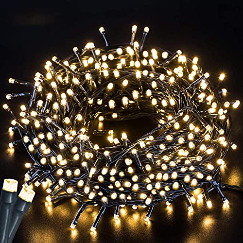 Battery Operated String Lights-132ft 300 LED 8 Modes Outdoor/Indoor Waterproof Fairy Lights,Decorative Light Strings for Wedding Birthday Party Bedroom Proof Garden Valentine's Day Holiday,Warm White