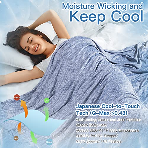 Cooling Blanket Queen Size For Hot Sleepers, Marchpower Arc-Chill Cool Blanket with Double-Sided Design, Japanese Cooling Fiber Absorbs Body Heat, Lightweight Soft Cold Blanket For Summer Sleeping Bed