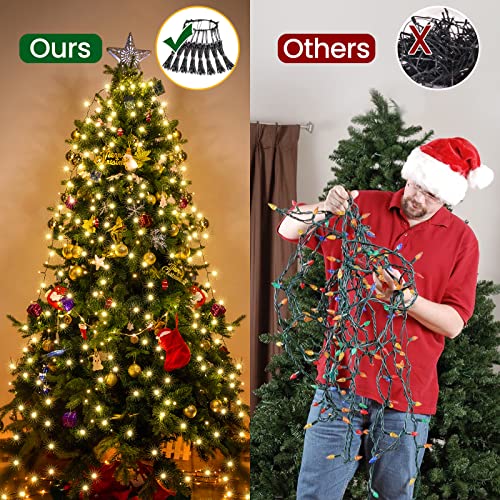 Marchpower Christmas Tree Lights Warm White, 8 Modes Christmas Lights for Tree with Timer & Memory Function, 400 Diamond LED 6.6FTx10 Waterproof Xmas Tree Lights with Ring for Indoor Outdoor