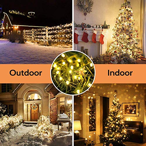 Battery Operated String Lights-132ft 300 LED 8 Modes Outdoor/Indoor Waterproof Fairy Lights,Decorative Light Strings for Wedding Birthday Party Bedroom Proof Garden Valentine's Day Holiday,Warm White